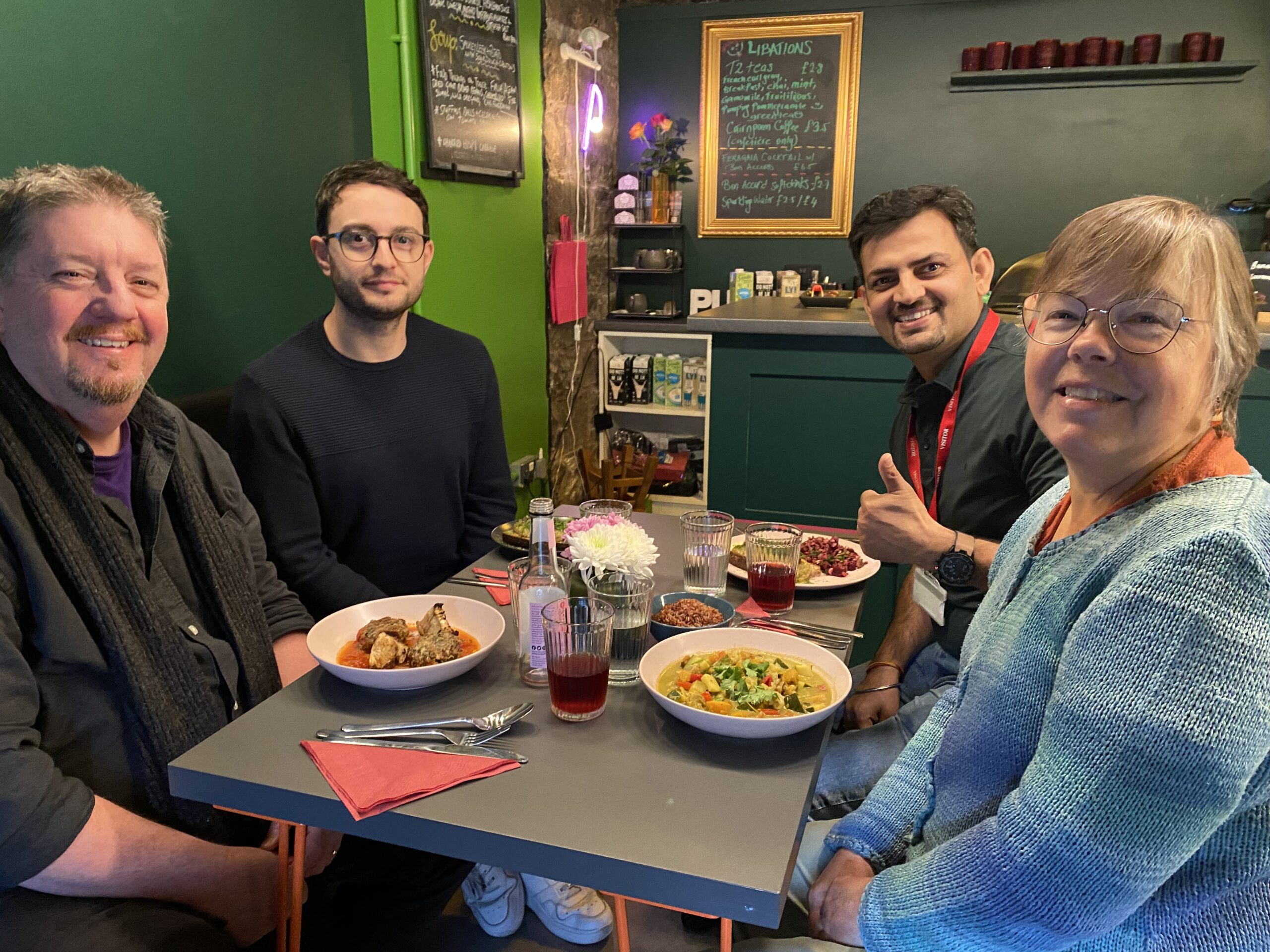 4 people eating lunch